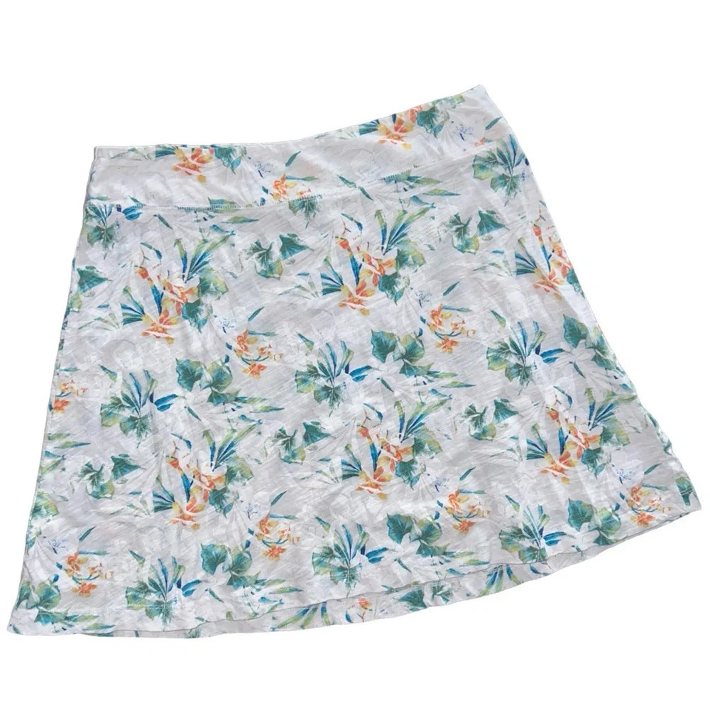 Fresh Produce Paradise Marina Skirt Floral Tropical Beach Vacation White Summer